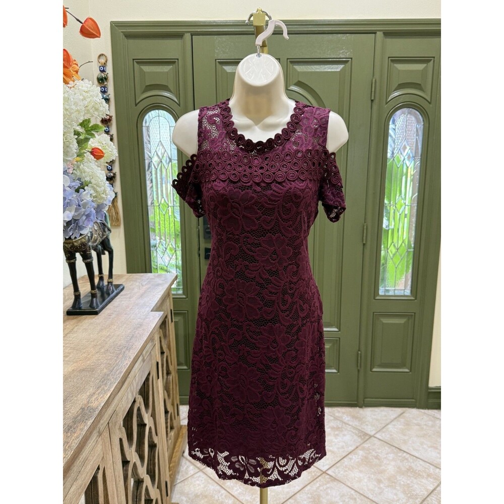 Ambiance Burgundy Lace Bodycon Dress – Size Large